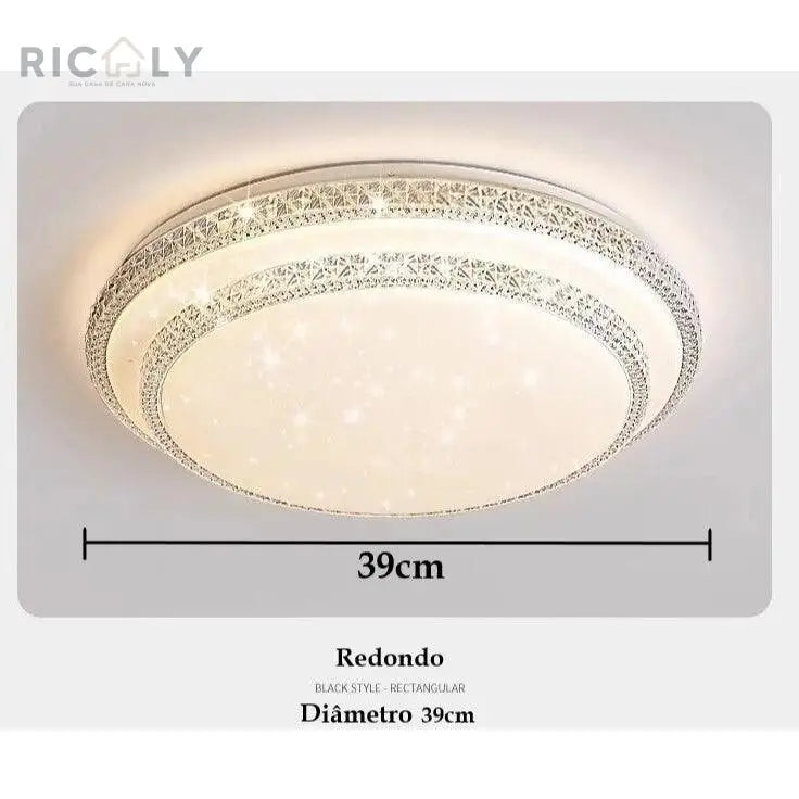 Plafon LED 2 Andar Céu Estrelado 36W - Luminária Decorativa com 3 Cores Ricaly , Ideal para Ambientes Comerciais e Residenciais