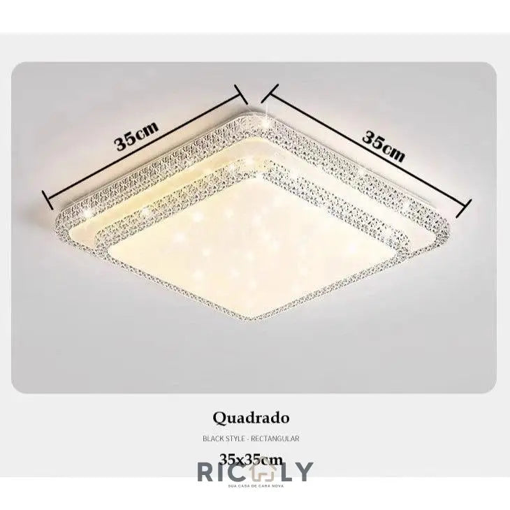 Plafon LED 2 Andar Céu Estrelado 36W - Luminária Decorativa com 3 Cores Ricaly , Ideal para Ambientes Comerciais e Residenciais