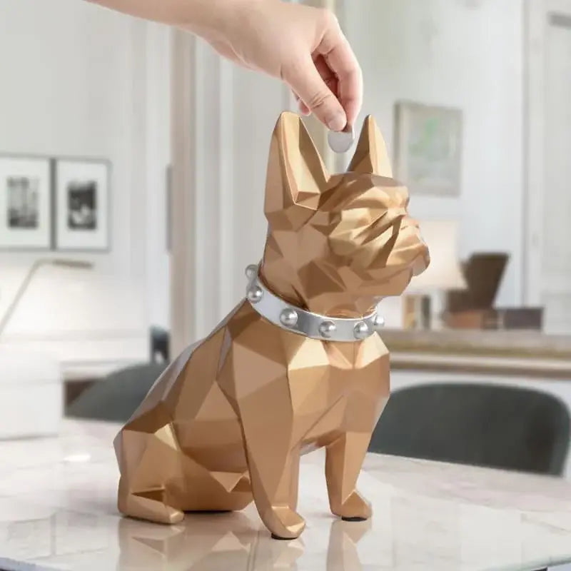 Porquinho Geométrico Preto Buldogue Francês para Decoração Ricaly Compre