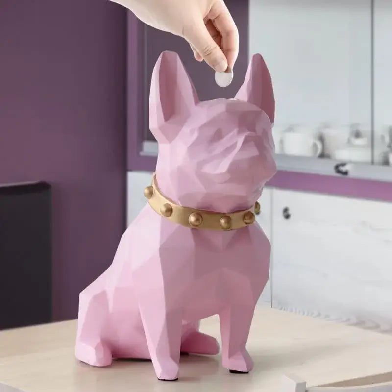 Porquinho Geométrico Preto Buldogue Francês para Decoração Ricaly Compre