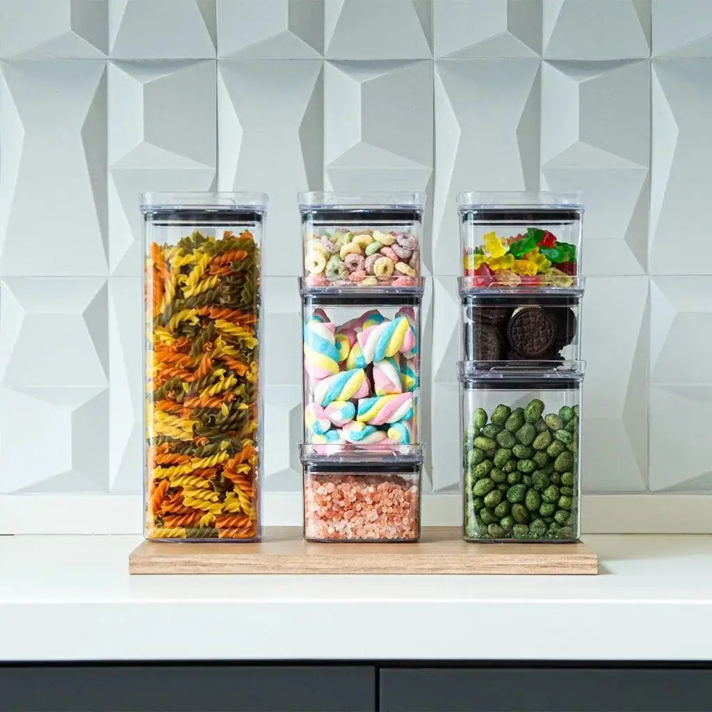 Potes Herméticos Empilháveis Ricaly | Kit 10 Peças Premium empilhados claro alimentos Cozinha & Gastronomia Compre