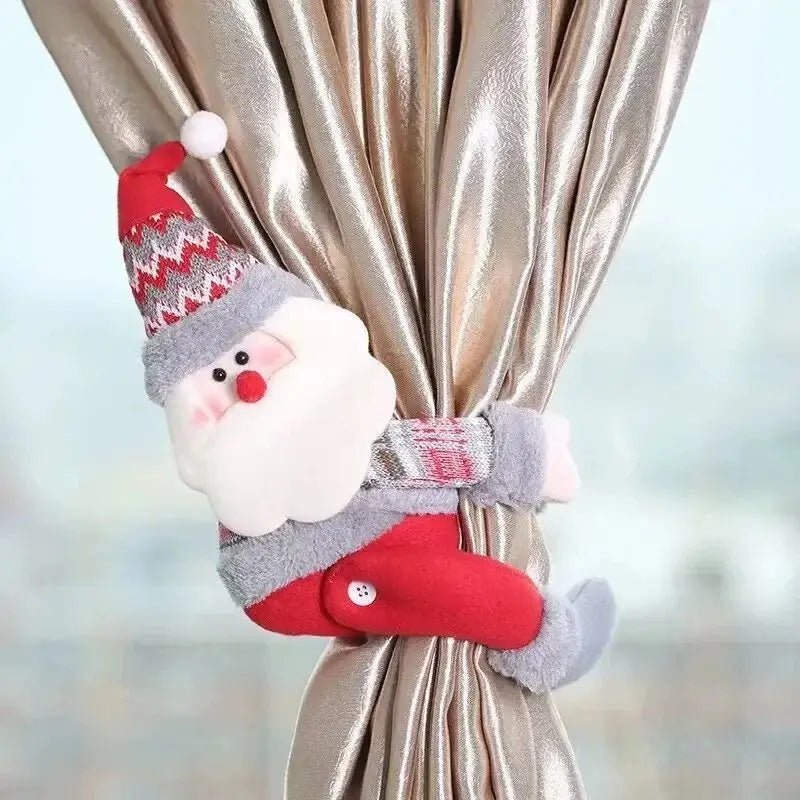 Prendedor cortina natalino em formato de Santa Claus vermelho e elegante Ricaly
