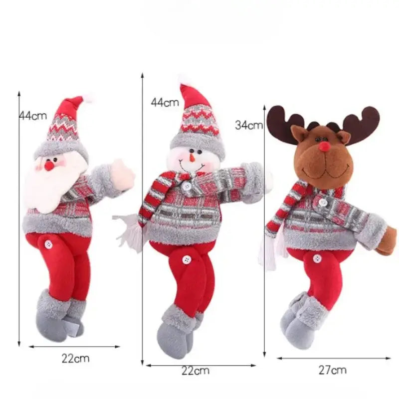 Bonecos de pelúcia natalinos vermelhos com medidas para decorar cortinas Natal Ricaly