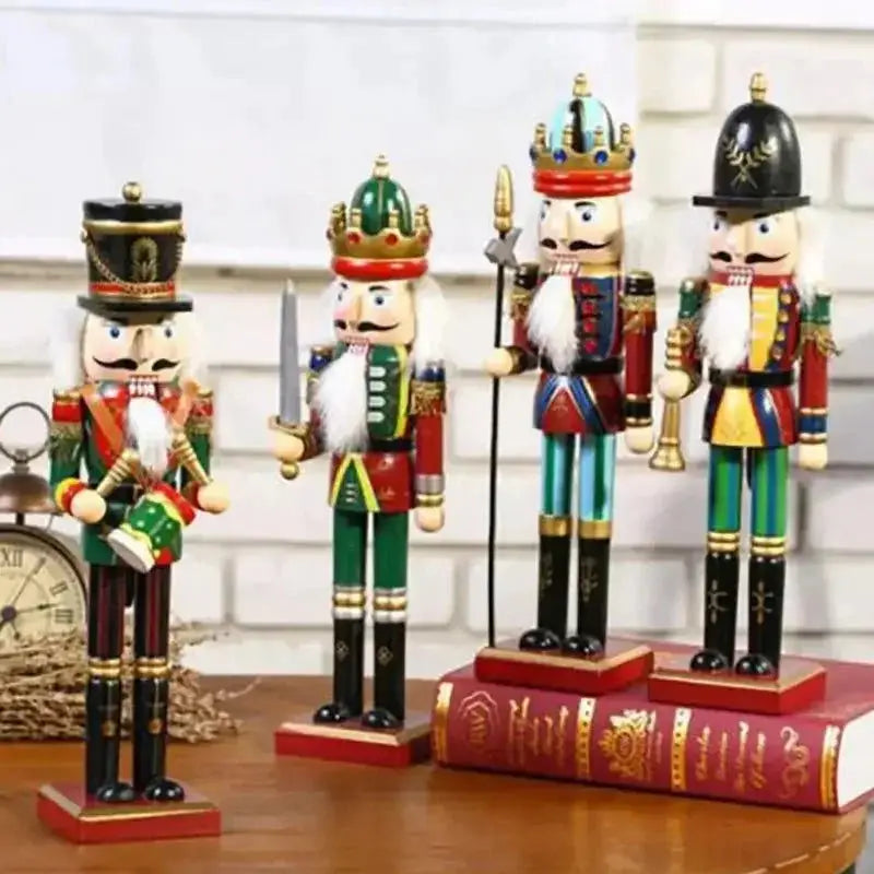 Quatro quebra nozes de madeira coloridos decorativos para Natal Ricaly 30cm