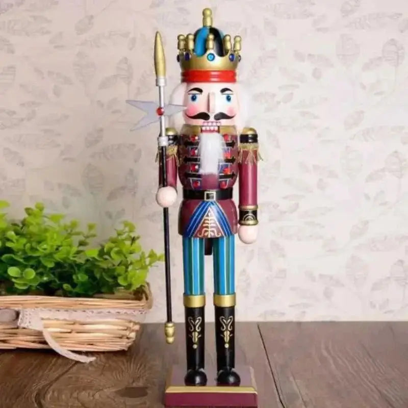 Boneco quebra-nozes de madeira colorido de 30cm para decoração natalina Ricaly