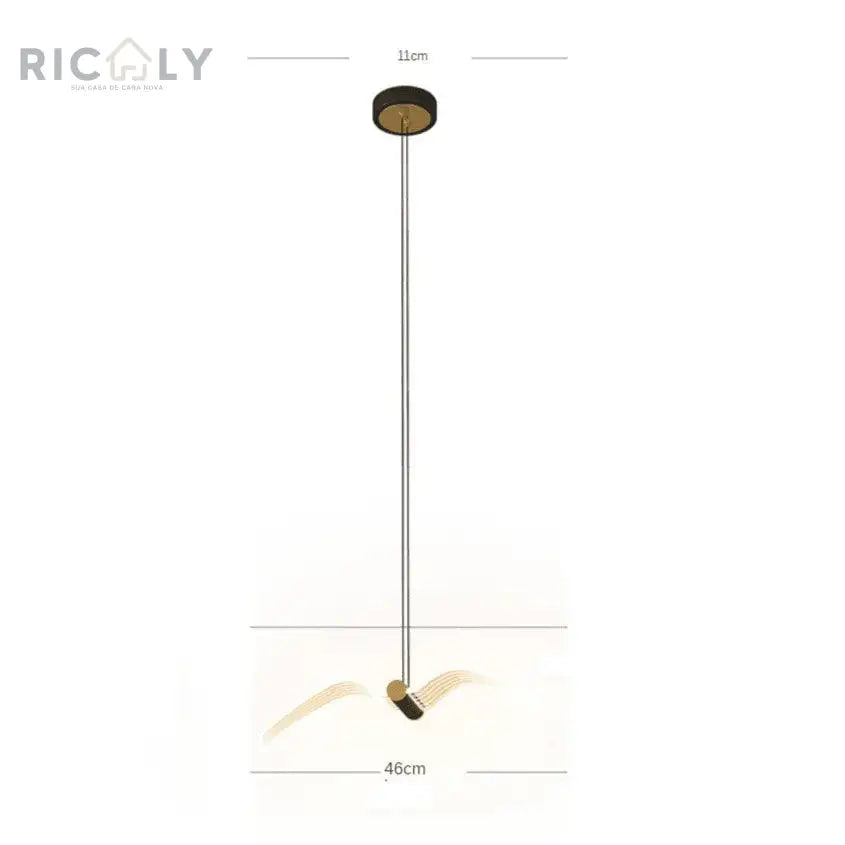 Ricaly: Arandela Pendete Minimalista 'Passáro' - Elegância e Inovação em Cada Detalhe - Iluminação