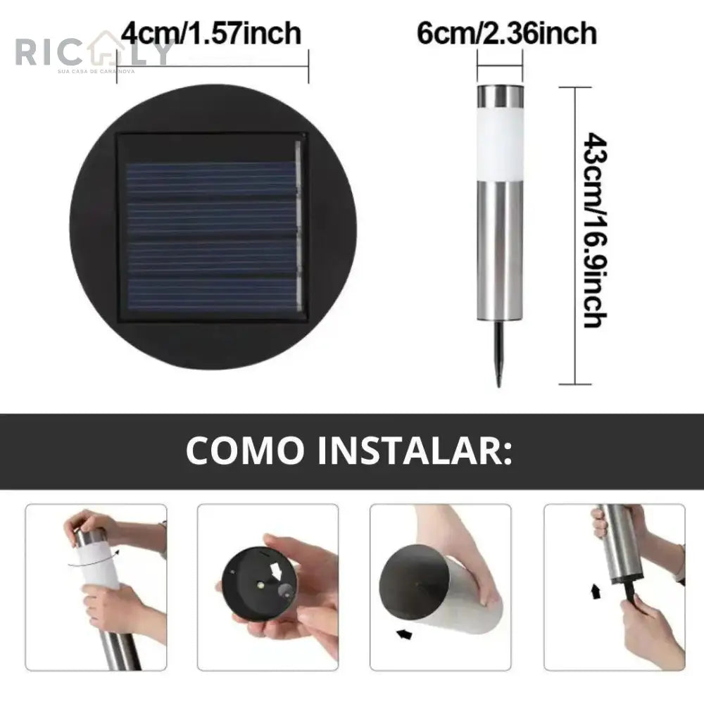 Ricaly: Iluminação Solar Premium para Jardim - Elegância à Prova d'Água! - Iluminação