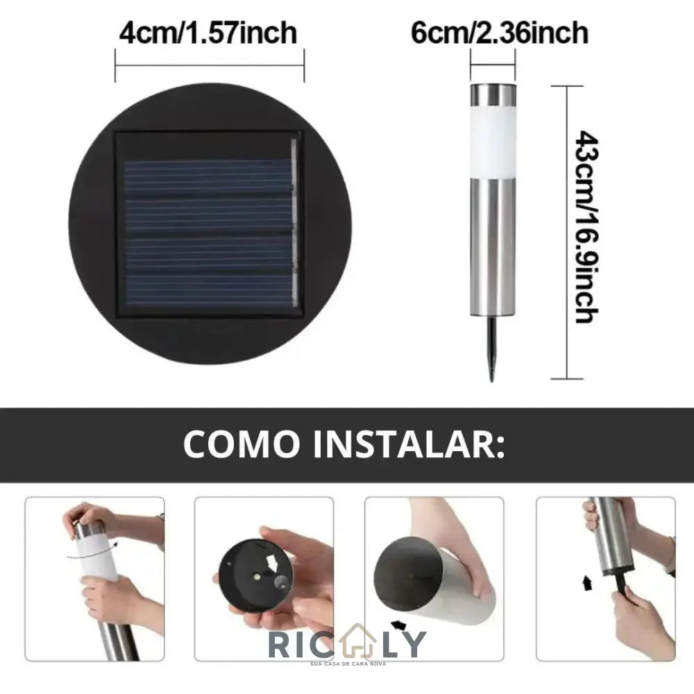 Ricaly: Iluminação Solar Premium para Jardim - Elegância à Prova d'Água! - Iluminação