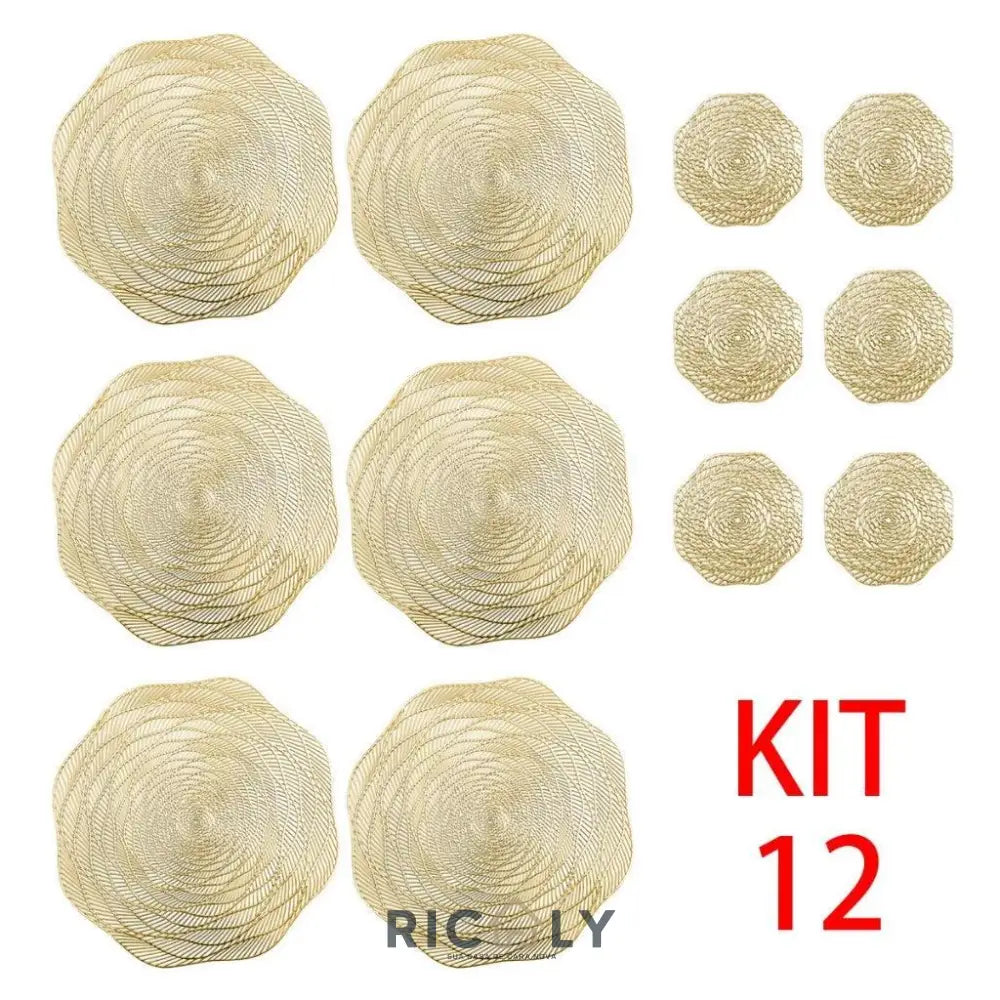 Ricaly KIT 8 Jogo Americano Sousplat Mesa Posta Janta B1037-KIT12