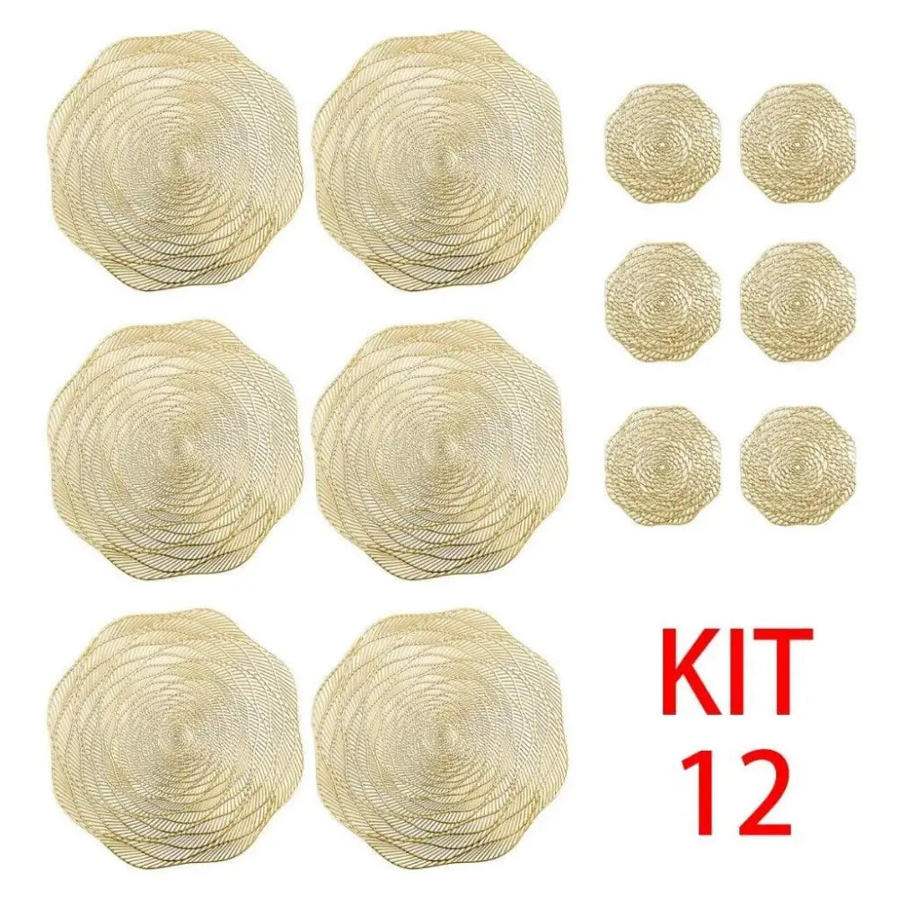 Ricaly KIT 8 Jogo Americano Sousplat Mesa Posta Janta B1037-KIT12