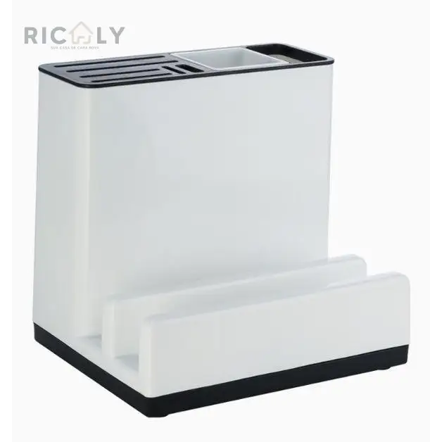 Ricaly Kitchen Organizer: Porta-Talheres e Suporte para Facas Branco Clean