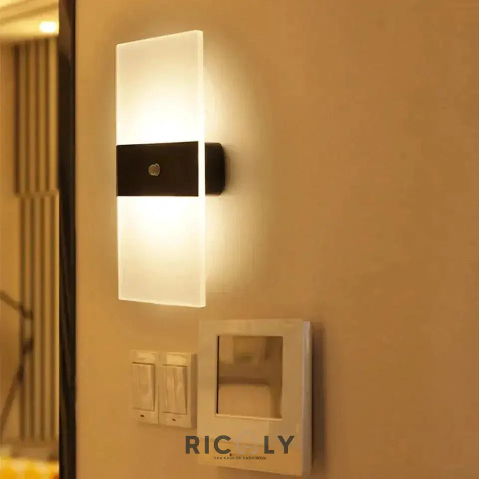 Ricaly Lumina: Arandela de Parede Transparente com Sensor de Movimento – Iluminação Inteligente e Elegante para Seu Espaço