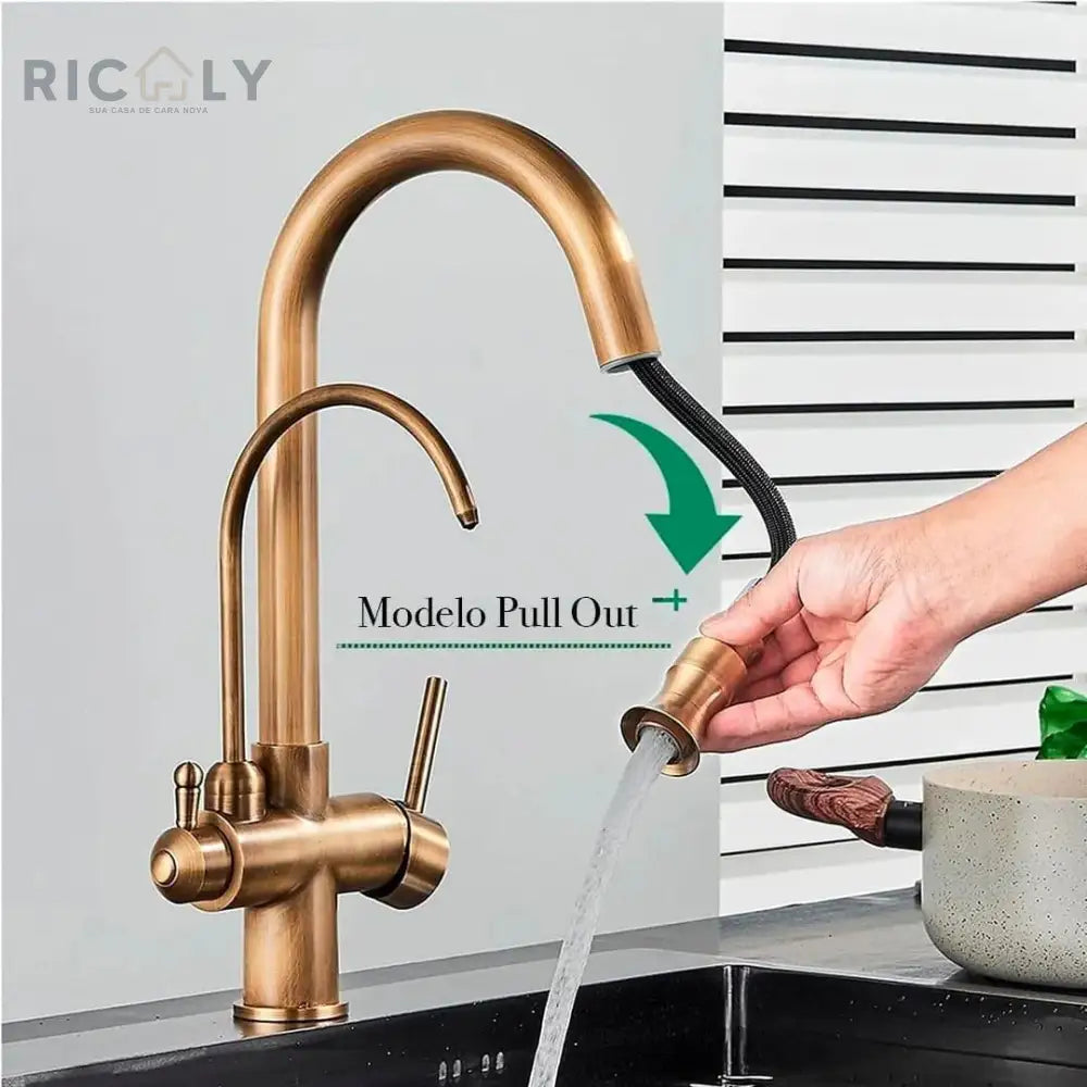 Ricaly Mistral: Torneira Monocomando com Filtro e Jato Extensível para Cozinha - Praticidade e Estilo - Torneira