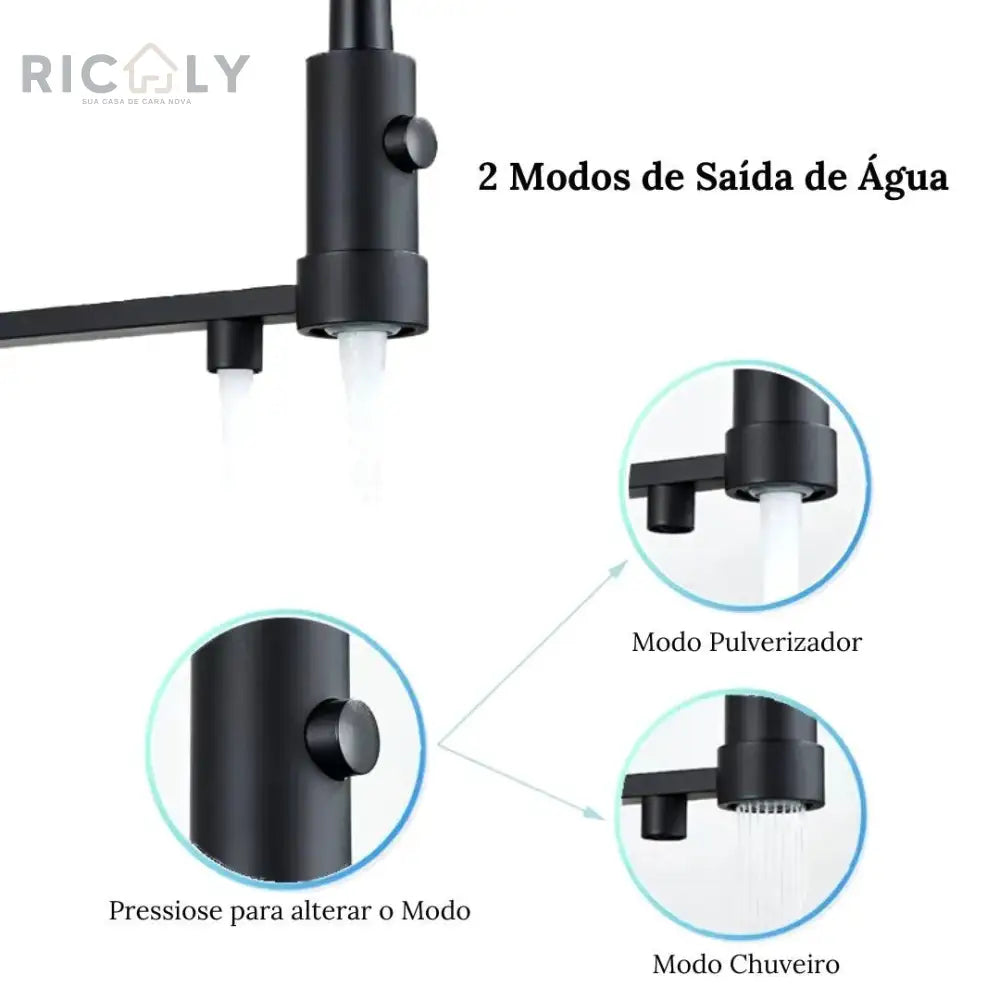 Ricaly: Torneira de Cozinha Gourmet Monocomando com Filtro - Estilo e Praticidade para Seu Lar - Torneira de Cozinha