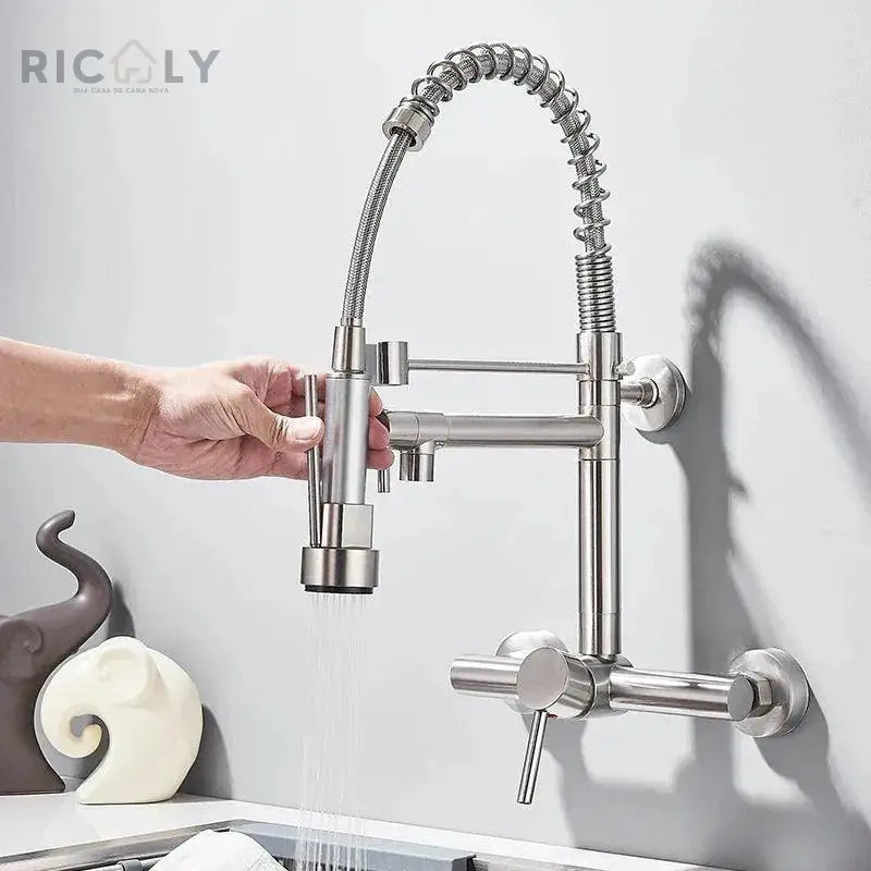 Ricaly: Torneira de Parede para Cozinha com Misturador Pull Out - Estilo e Praticidade! - Torneira de Cozinha