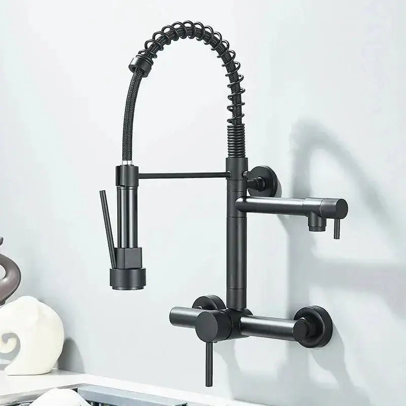 Ricaly: Torneira de Parede para Cozinha com Misturador Pull Out - Estilo e Praticidade! - Preto - Torneira de Cozinha