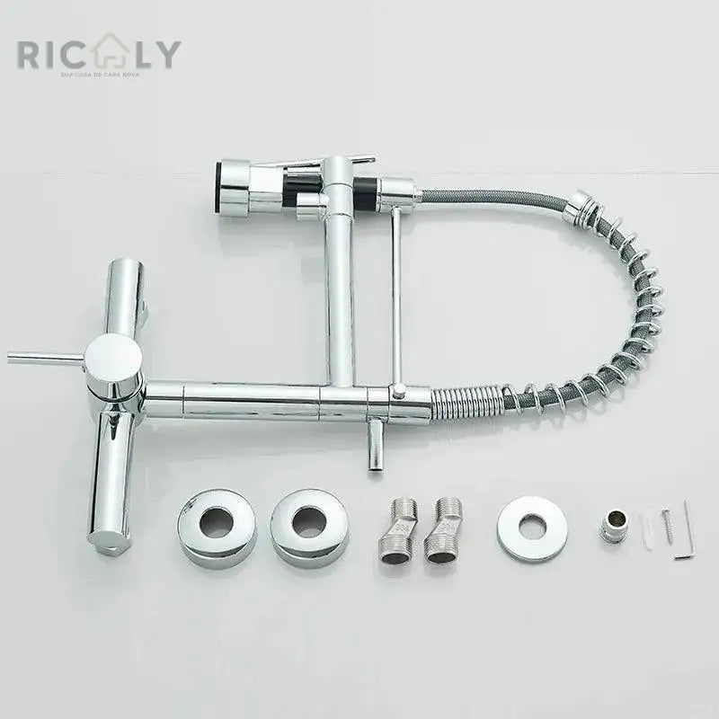 Ricaly: Torneira de Parede para Cozinha com Misturador Pull Out - Estilo e Praticidade! - Torneira de Cozinha