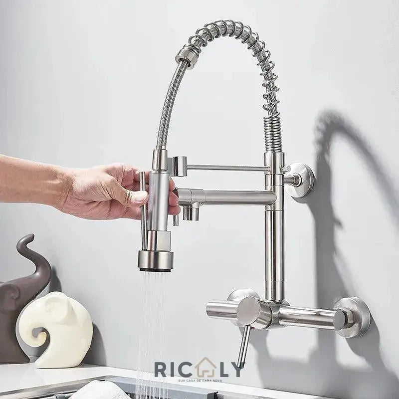 Ricaly: Torneira de Parede para Cozinha com Misturador Pull Out - Estilo e Praticidade! - Torneira de Cozinha