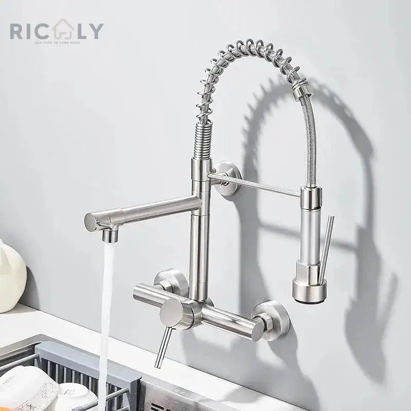 Ricaly: Torneira de Parede para Cozinha com Misturador Pull Out - Estilo e Praticidade! - Torneira de Cozinha