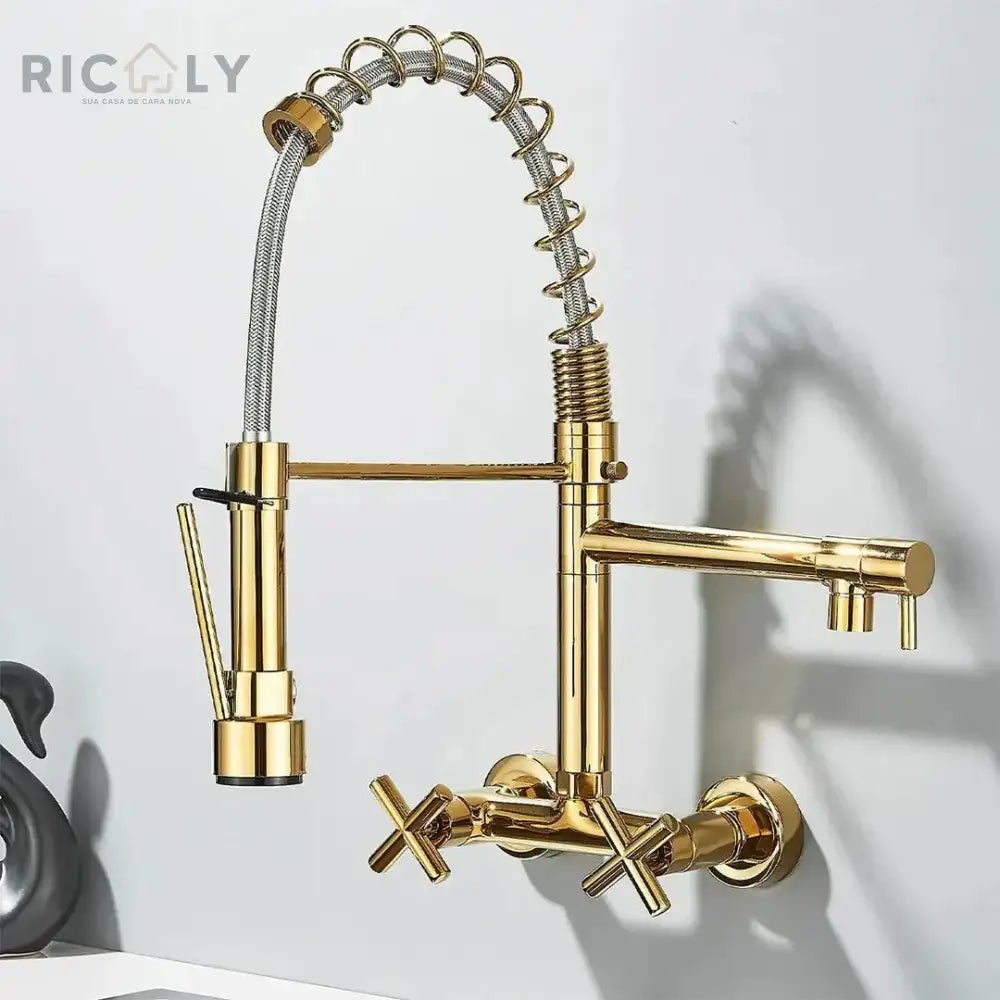 Ricaly: Torneira de Parede para Cozinha com Misturador Pull Out - Estilo e Praticidade! - Torneira de Cozinha