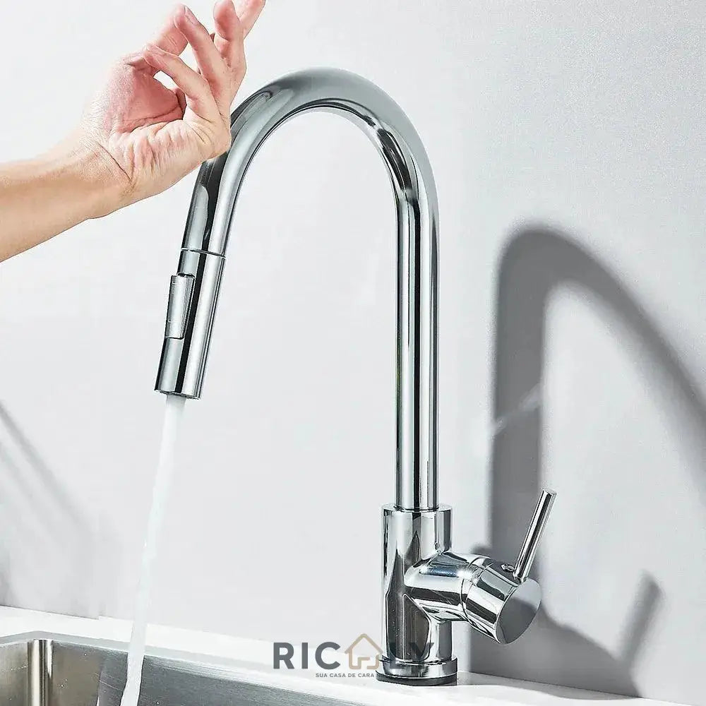 Ricaly: Torneira Elétrica Gourmet com Sensor Inteligente para Cozinha Moderna - Cromado - Torneira de Cozinha