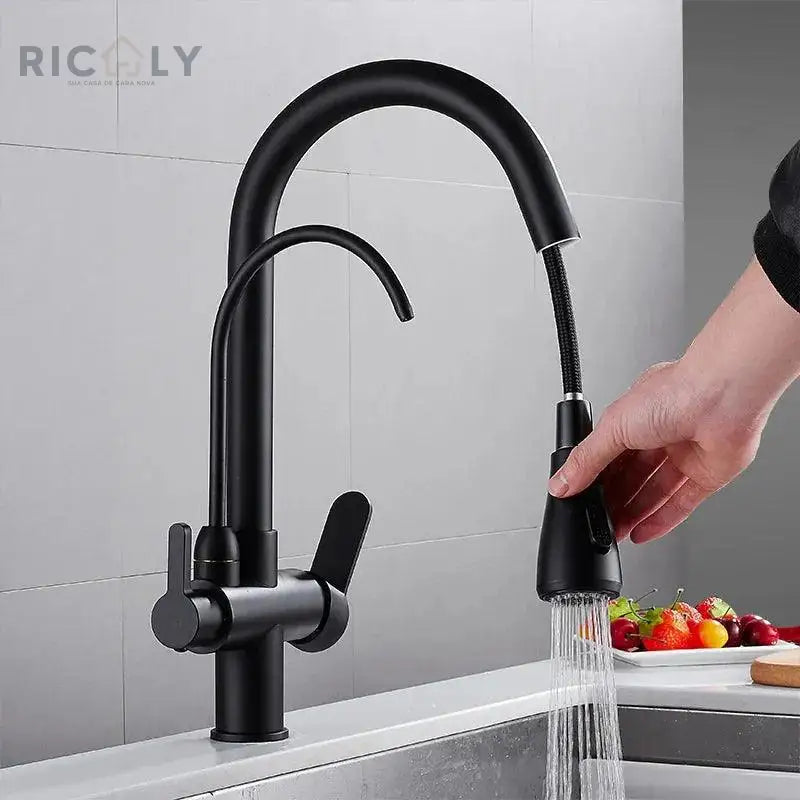 Ricaly Torneira Gourmet Monocomando com Filtro e Jato Extensível - Praticidade e Estilo na Sua Cozinha - Torneira