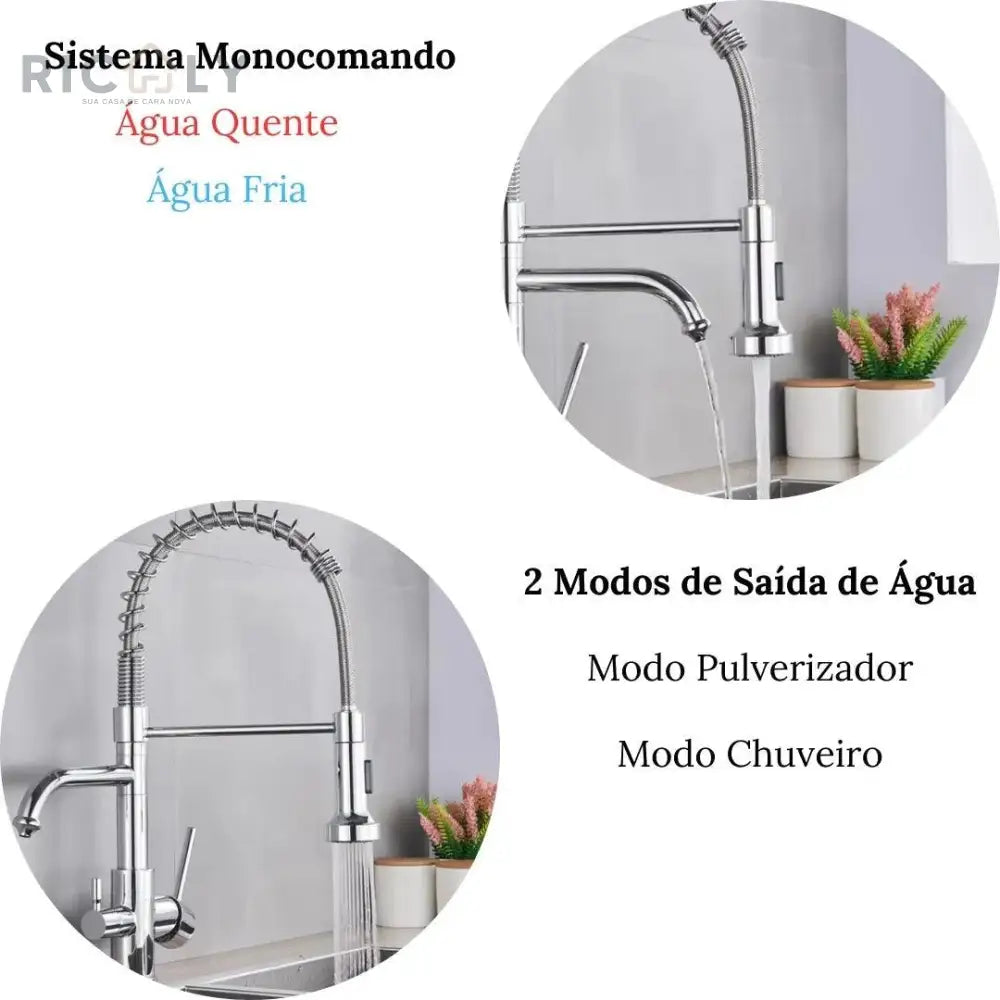 Ricaly Torneira Gourmet Monocomando com Filtro Neptunus - Elegância e Praticidade para Sua Cozinha - Torneira de Cozinha