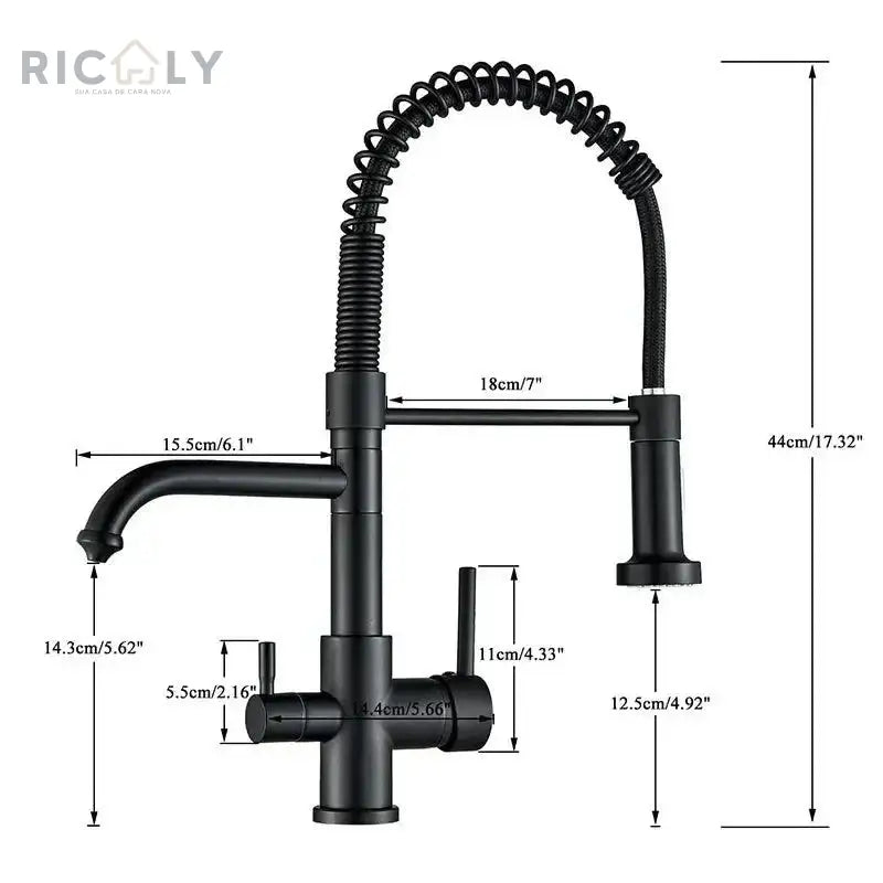 Ricaly Torneira Gourmet Monocomando com Filtro Neptunus - Elegância e Praticidade para Sua Cozinha - Torneira de Cozinha