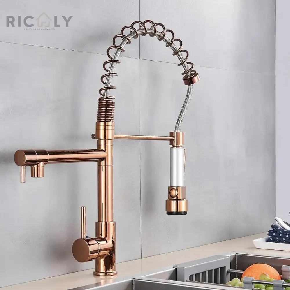 Ricaly Torneira Gourmet Monocomando com LED Safira - Estilo e Tecnologia para Sua Cozinha - Torneira de Cozinha