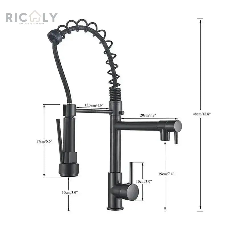 Ricaly Torneira Gourmet Monocomando com LED Safira - Estilo e Tecnologia para Sua Cozinha - Torneira de Cozinha