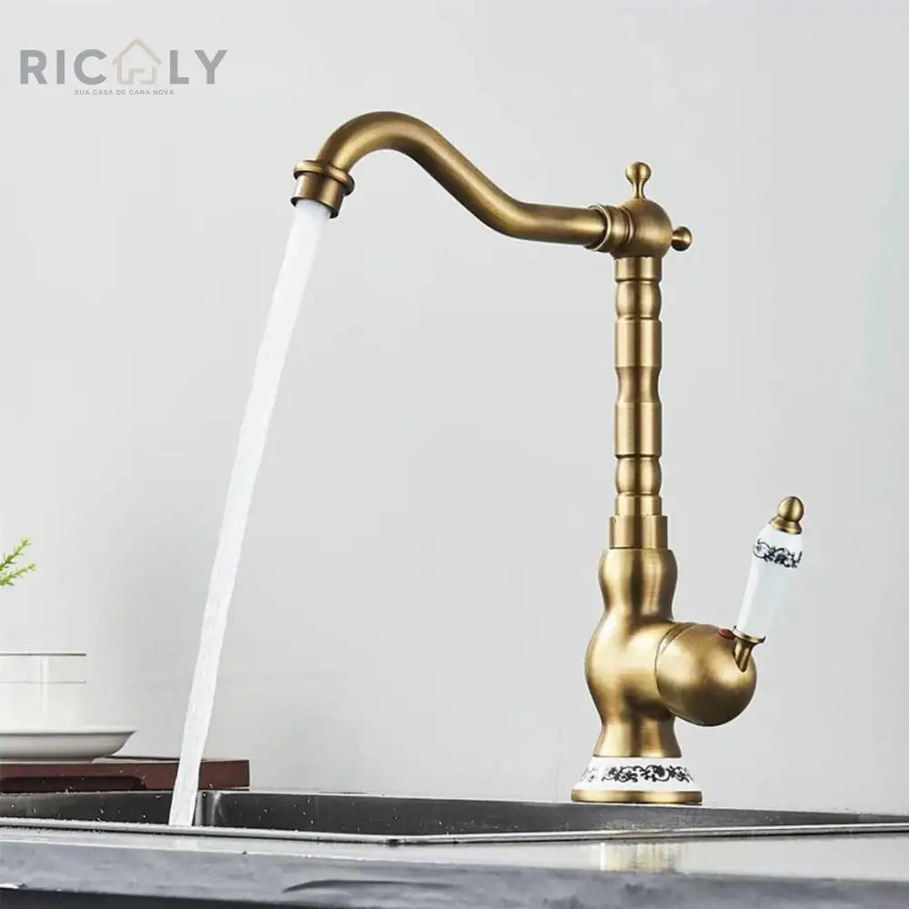 Ricaly Torneira Monocomando Antique Luxe: Elegância e Sofisticação para Seu Banheiro - Torneira de Cozinha