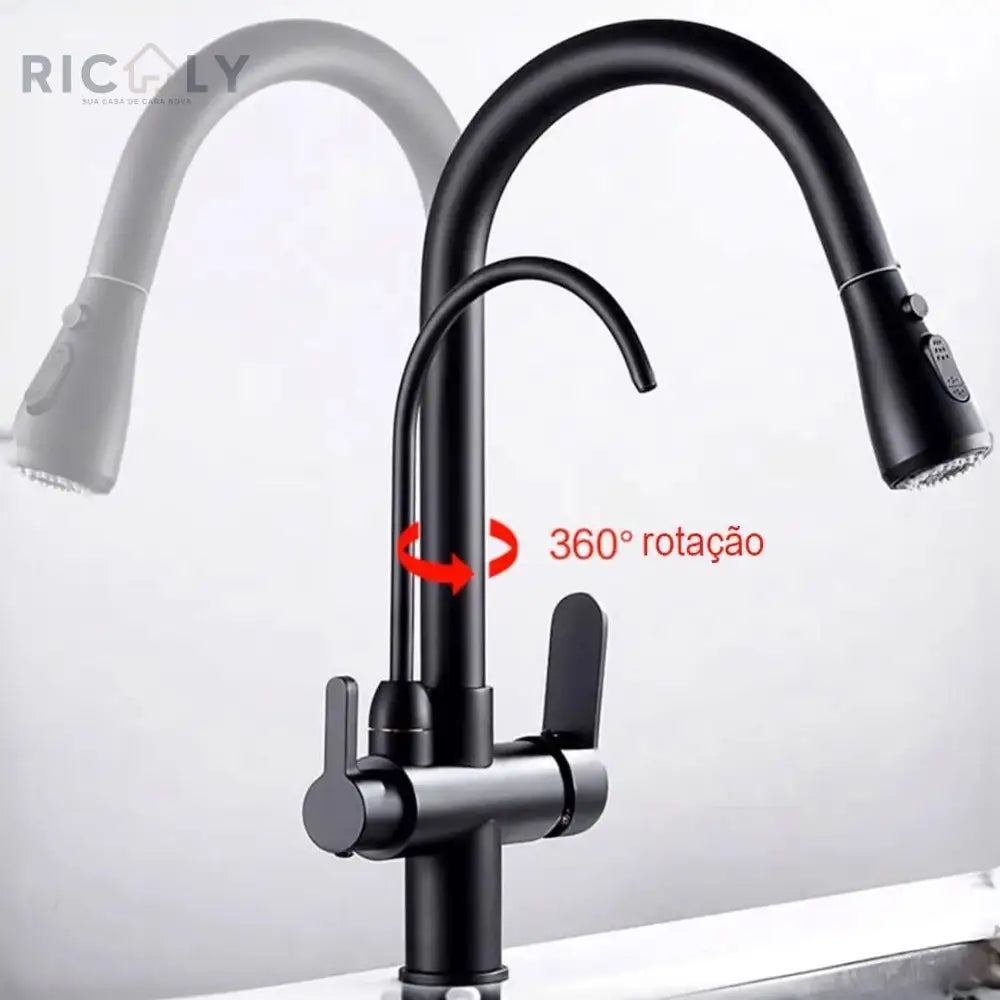 Ricaly: Torneira Touch Monocomando Gourmet com Filtro - Elegância e Praticidade para Sua Cozinha - Torneira de Cozinha