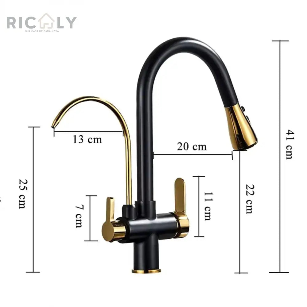 Ricaly: Torneira Touch Monocomando Gourmet com Filtro - Elegância e Praticidade para Sua Cozinha - Torneira de Cozinha