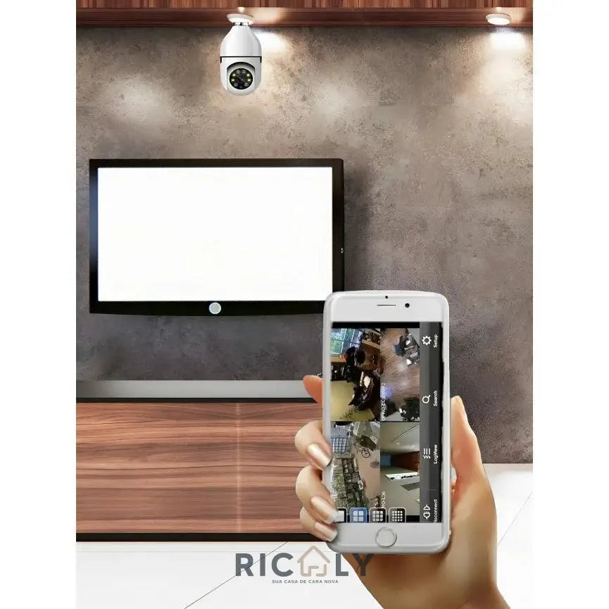 Ricaly Vision: Câmera Lâmpada Smart Wi-Fi Full HD com Visão Noturna - Segurança e Estilo em Um Só Produto!