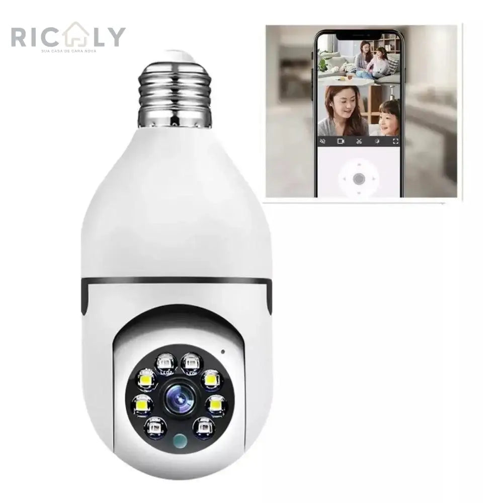 Ricaly Vision: Câmera Lâmpada Smart Wi-Fi Full HD com Visão Noturna - Segurança e Estilo em Um Só Produto!