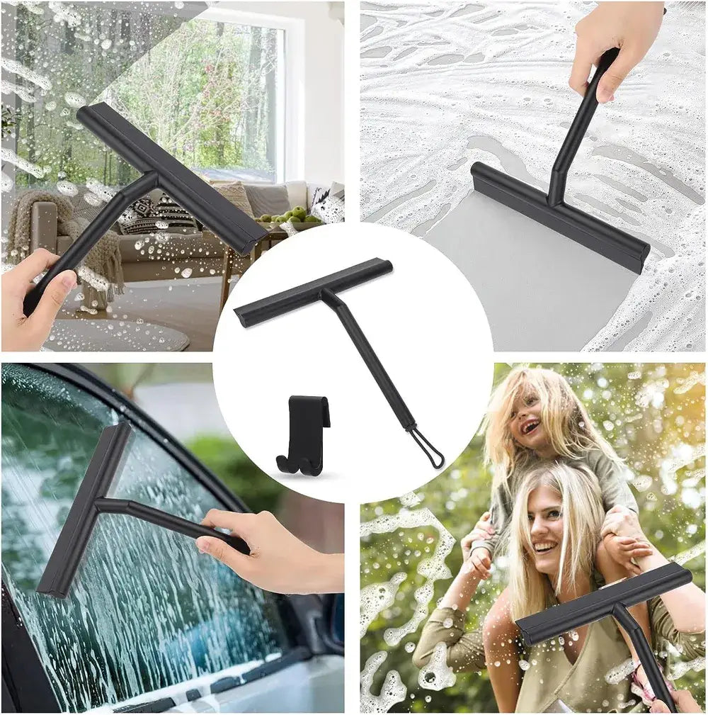 Espreitadeira preta com gancho para limpeza rápida do produto Rodo Silicone Ricaly