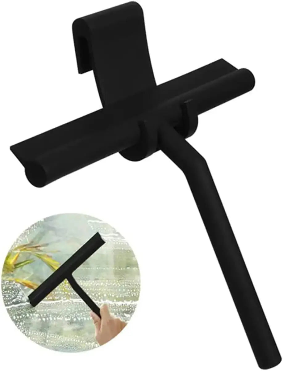 Espátula de silicone preta com gancho para pendurar do produto Rodo Silicone Limpeza Rápida Ricaly