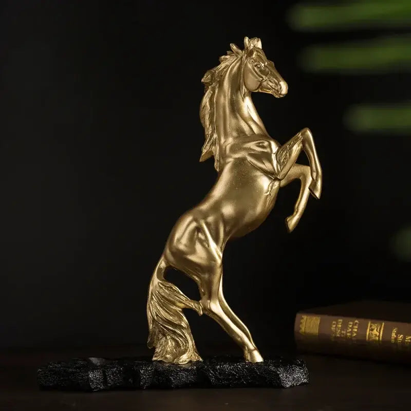 Estátua dourada de cavalo réu em resina para suporte de vinho elegante Lenogue Ricaly