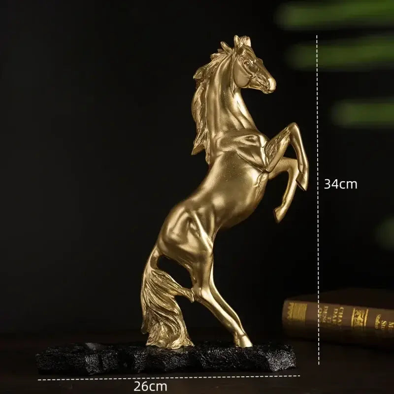 Estátua de cavalo dourado em resina, suporte para vinho com design elegante Cavalheiro