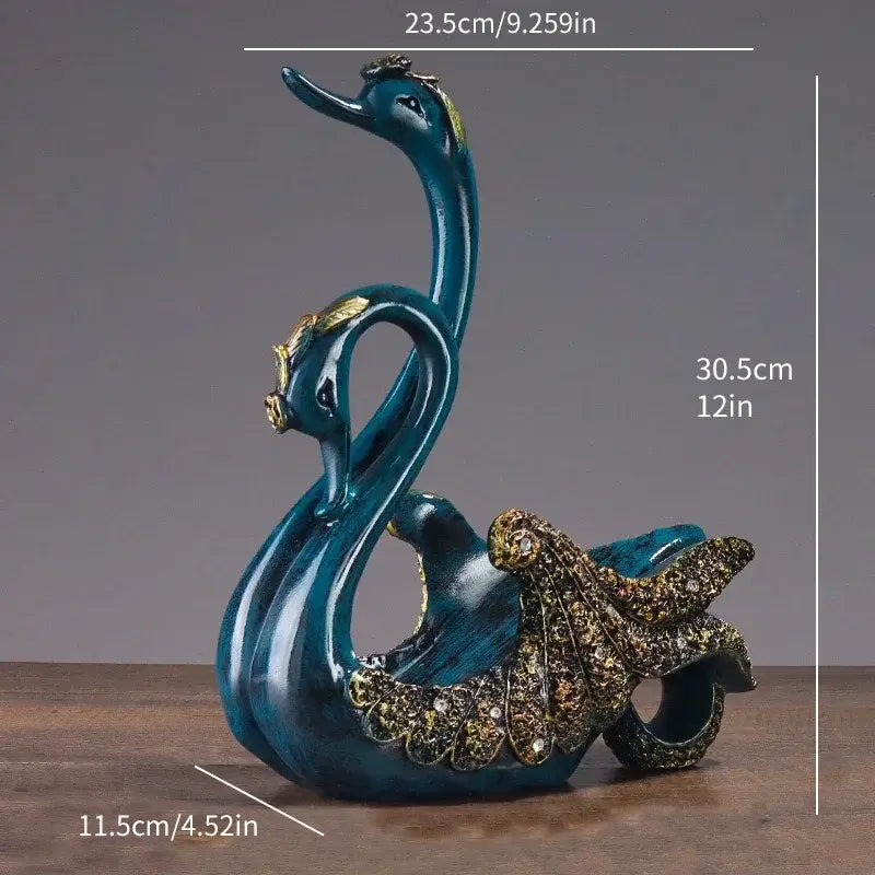 Suporte de garrafa de vinho em metal cinza com cisne decorativo rústico dourado