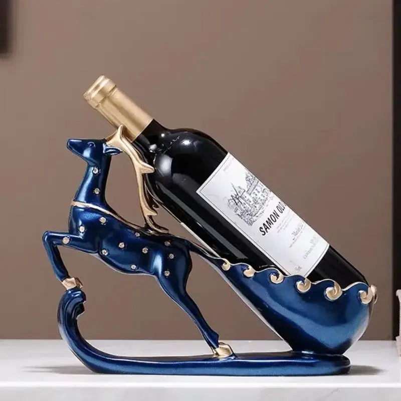 Suporte de garrafa de vinho azul de metal clássico e elegante Ricaly