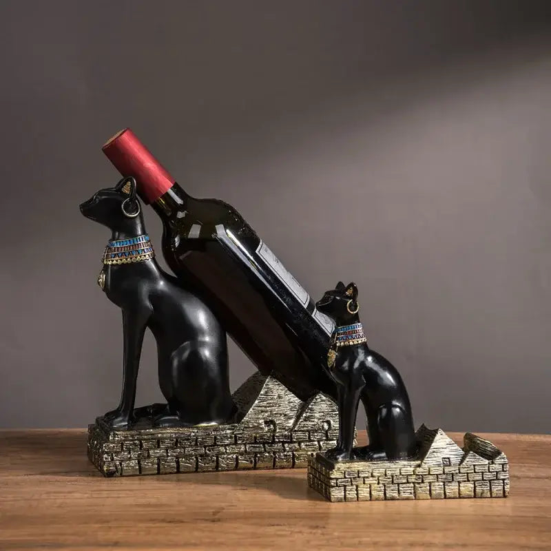 Suporte de garrafa de vinho em resina com estilo egípcio Anúbis para decoração