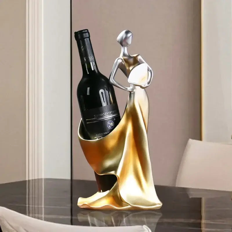 Suporte de vinho decorativo com escultura feminina moderna e luxuosa Lenogue Ricaly