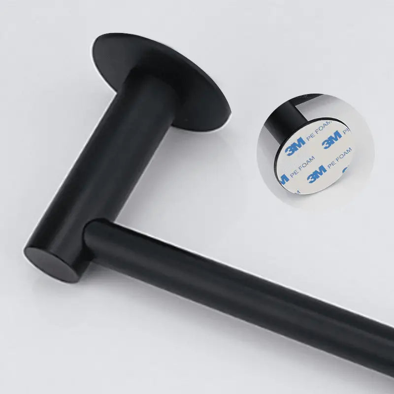 Barra de toalha preta com adesivo na embalagem Suporte Papel Higiênico Aço Inox Durável Design Tule Ricaly