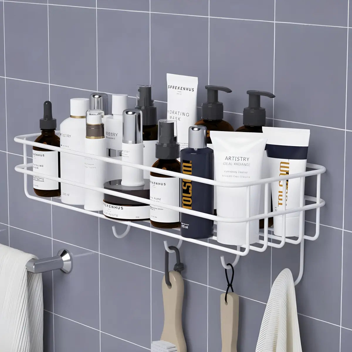 Suporte de Parede Aramado Ricaly Para Organização branco fio banheiro Banheiro Compre