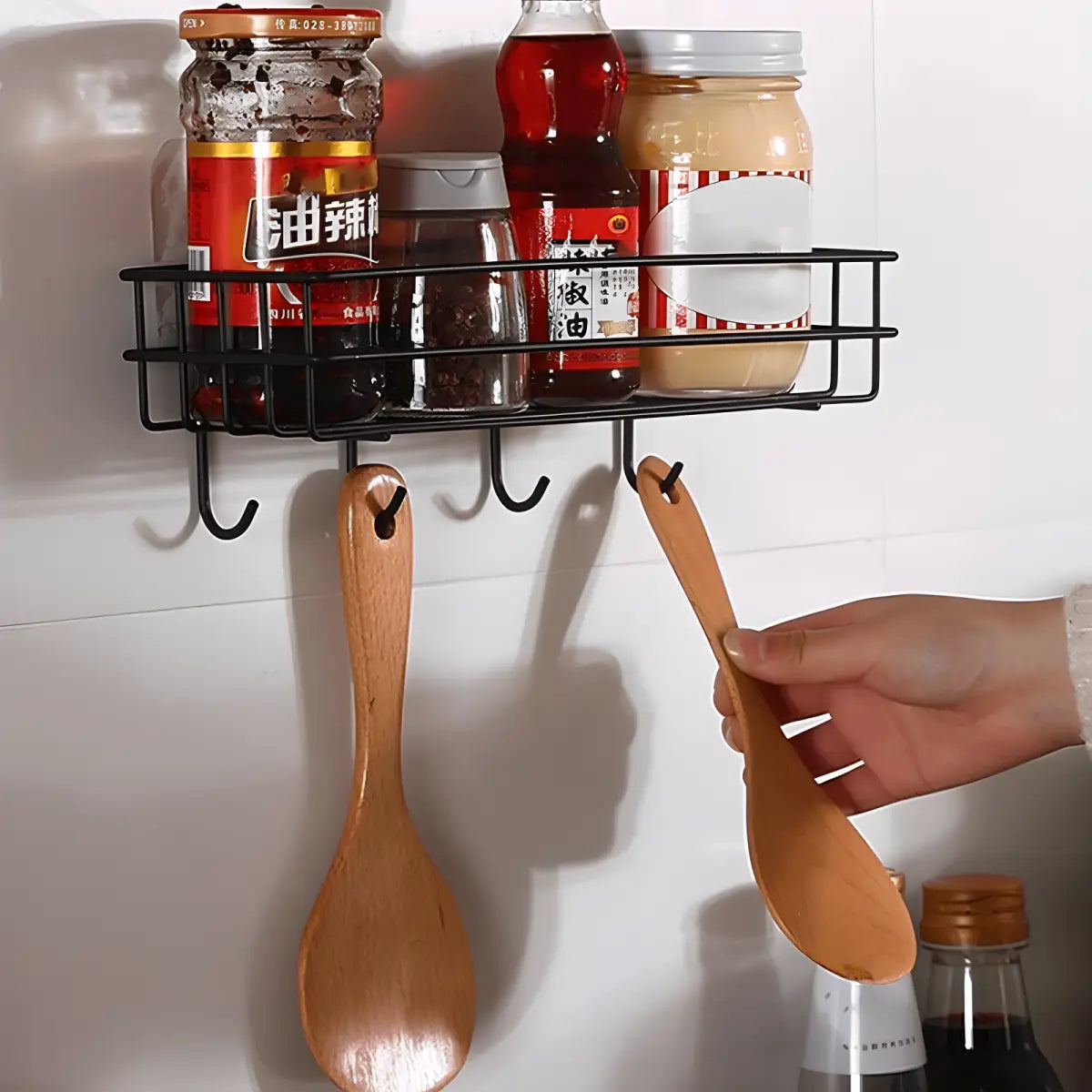 Suporte de Parede Aramado Ricaly Para Organização montado na parede tempero rack Banheiro Compre