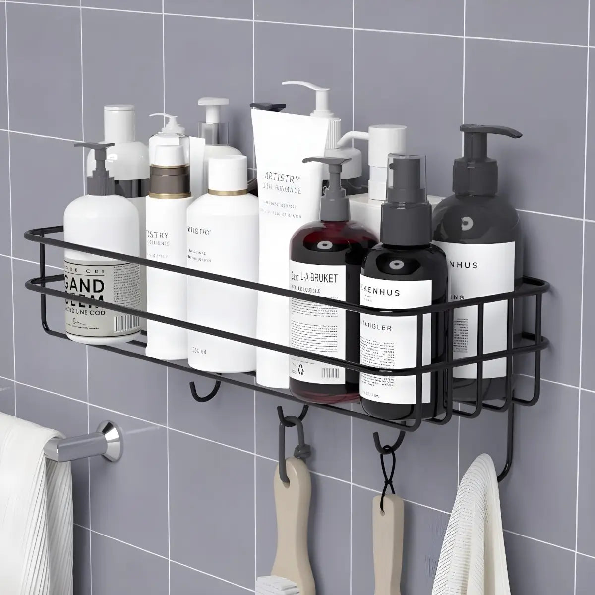 Suporte de Parede Aramado Ricaly Para Organização preto fio banheiro Banheiro Compre