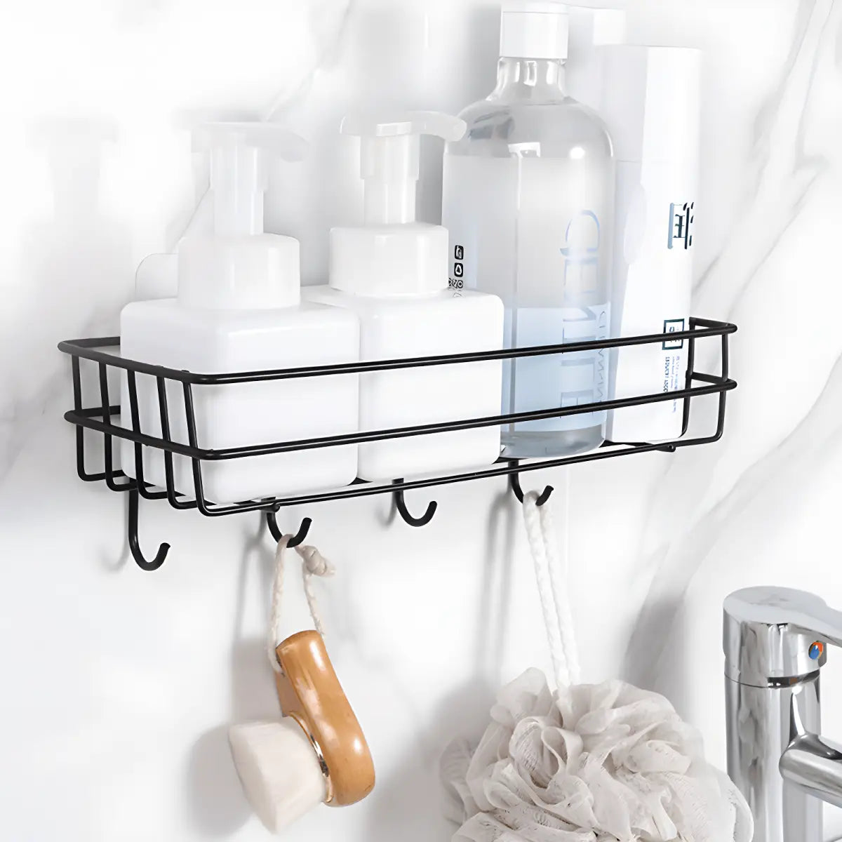 Suporte de Parede Aramado Ricaly Para Organização preto fio banheiro Banheiro Compre