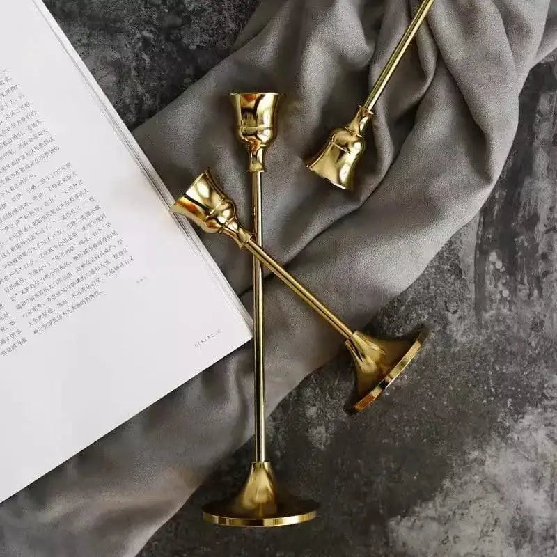 Suporte de Velas Retrô Decorativos em Ouro - Candelabros Ricaly Compre