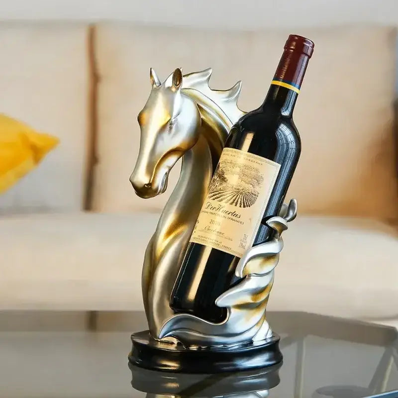 Suporte de vinho em forma de cavalo de resina com garrafa de vinho tinto Luxo